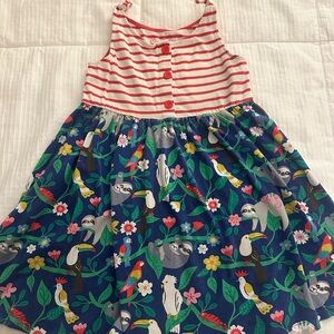 Mini Boden Red Striped and Blue Animal Print Dress